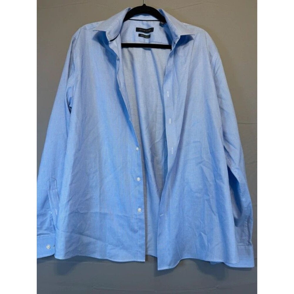 Men's Blue & White Long Sleeve Dress Shirt